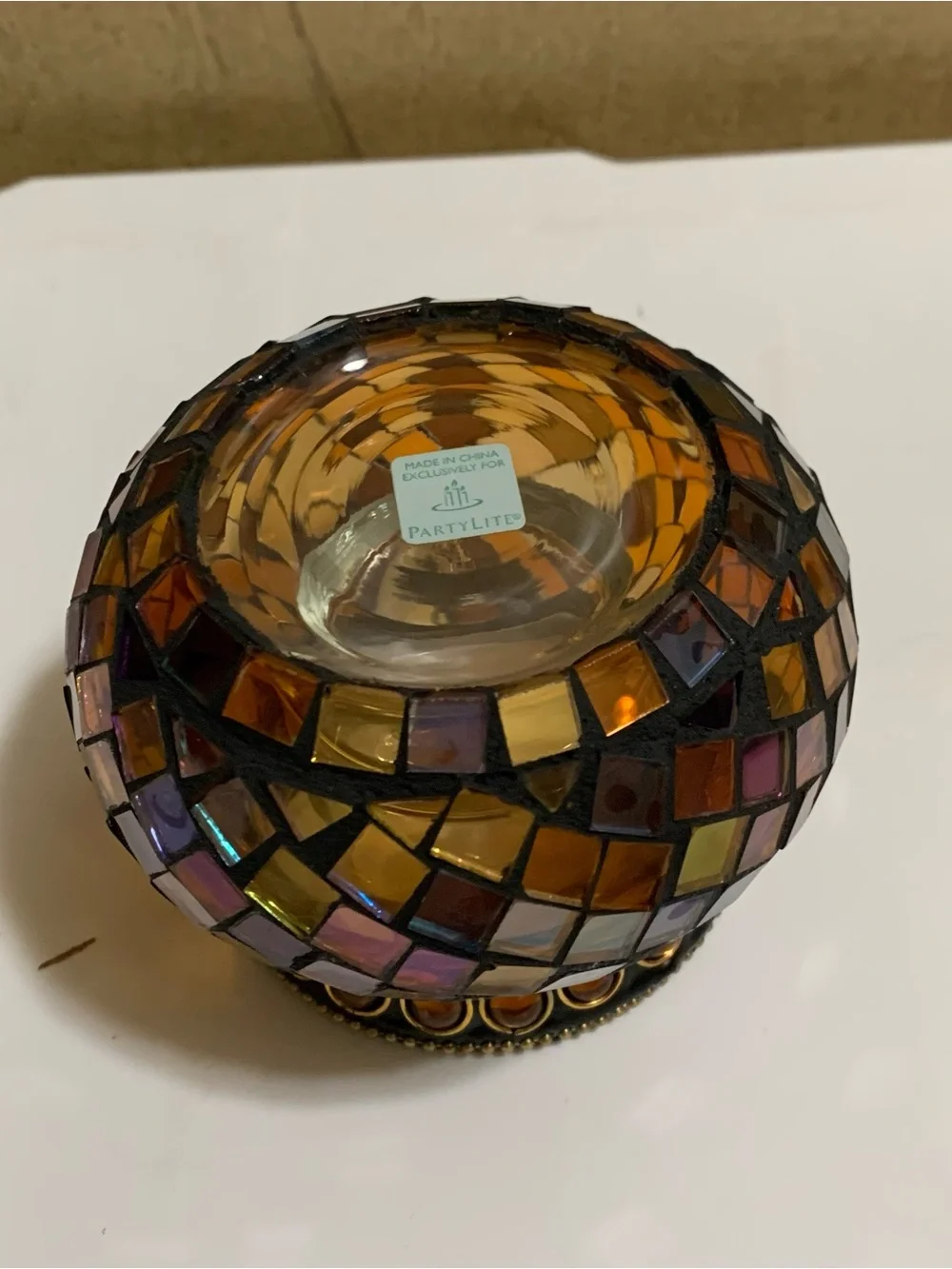 PARTYLITE Global Fusion mosaic glass Votive Candle Holder P8367 NEW in Box